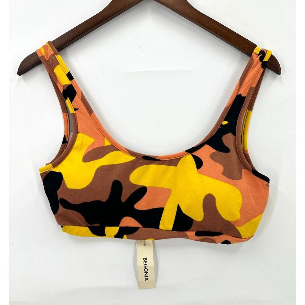 Begonia Sports Bra Womens Pullover Padded Camouflage Multicolor M